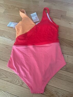Serra Colorblock One-Piece Swimsuit in Red, Pink, and Orange